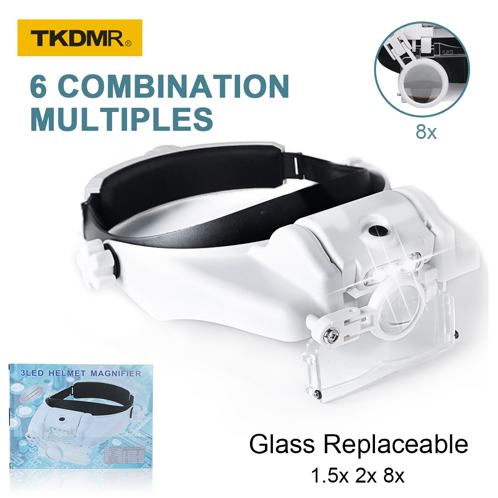 Jewelry Making Glasses - TKDMR 3LED Headband Kaca Pembesar Baterai