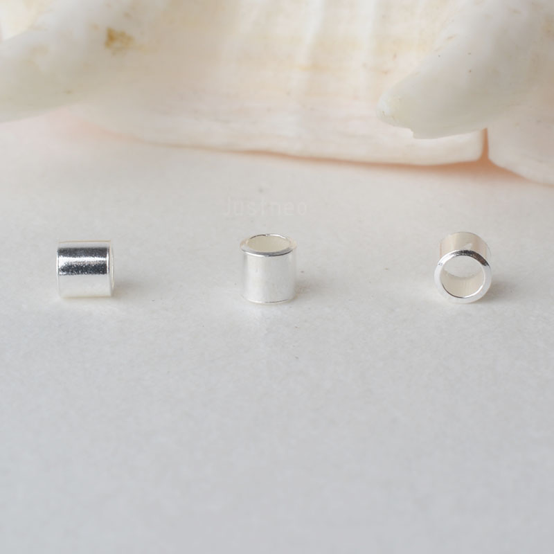 Crimp Bead Tube - 925 Sterling Silver Hypoallergenic manik-manik keriting