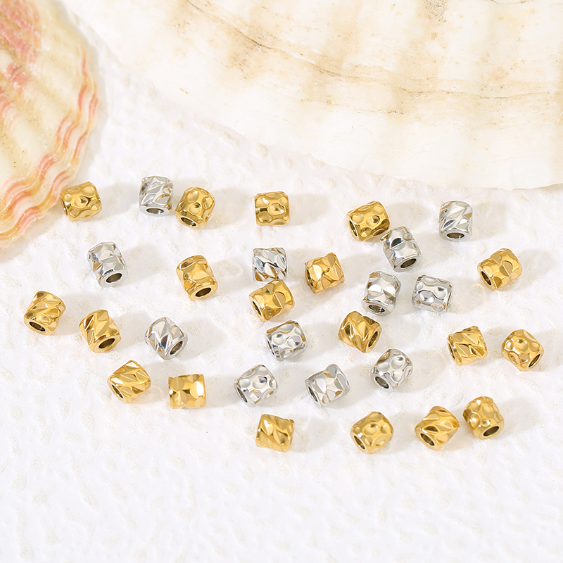 Crimp Bead Tube - 20pcs Manik-Manik Tekstur Stainless Steel Berlapis