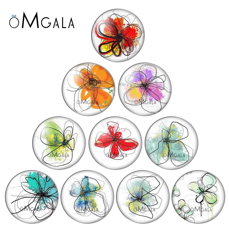 Jewelry Making Drawing - Bunga Gambar Seni Warna Campur 12Mm/14Mm/16Mm/18Mm/20Mm/25Mm/30Mm