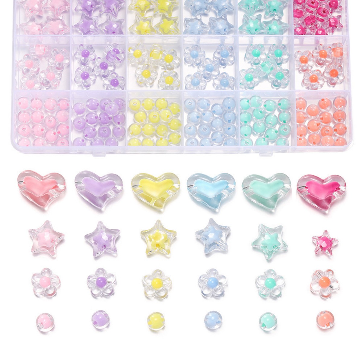 174pcs/Kotak Manik-manik Akril - Jewelry Making Online ulasan dan harga