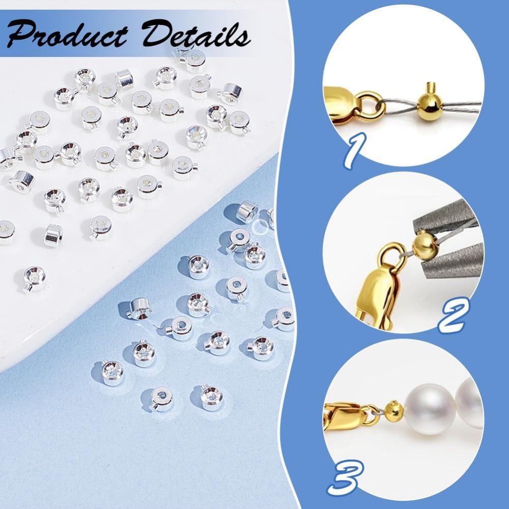 60 buah manik Crimp kuningan 9 - Jewelry Making Kit ulasan dan harga