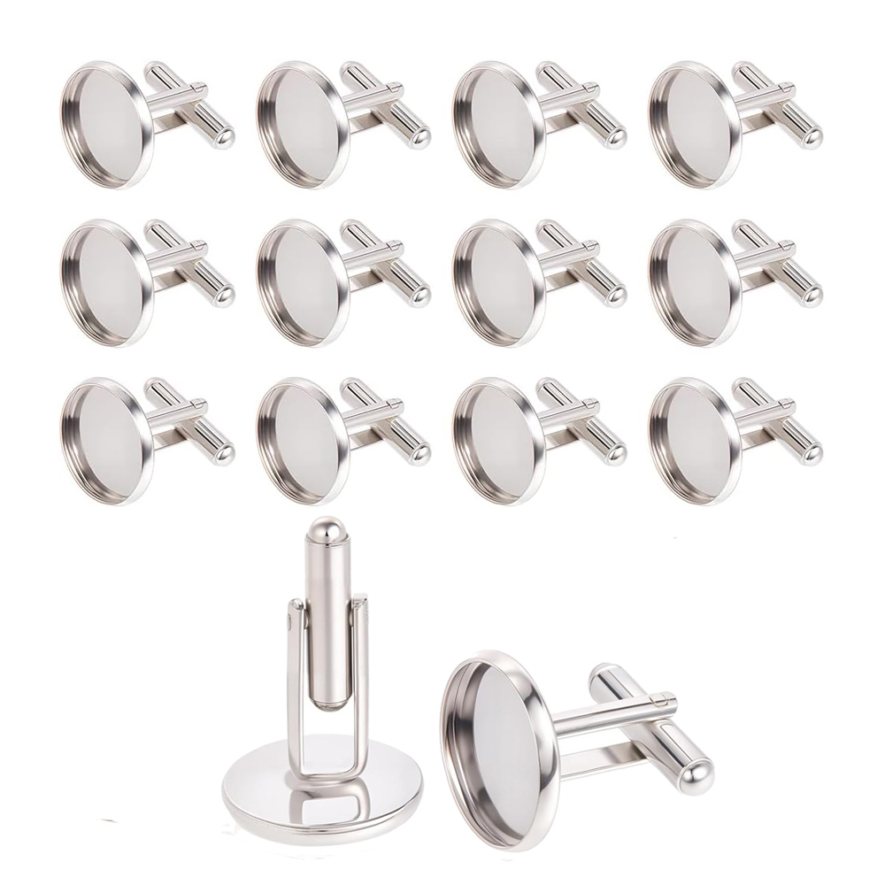 20Pcs Cufflink Bulat Stainless - Jewelry Making Tray ulasan dan harga