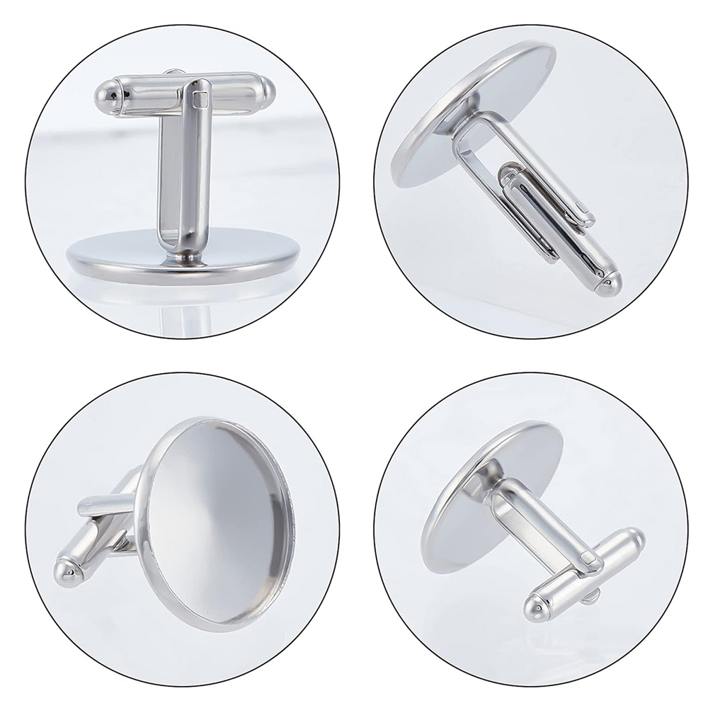 20Pcs Cufflink Bulat Stainless - Jewelry Making Tray ulasan dan harga